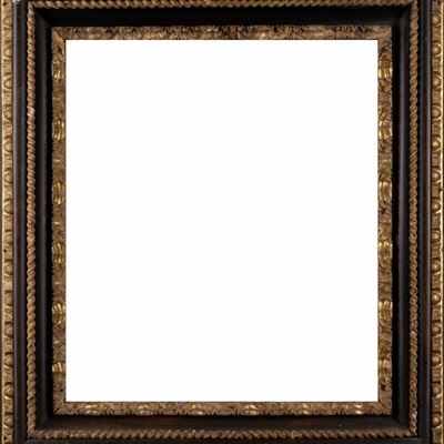 Cornice Salvator Rosa a Tre Ordini D'intaglio Nera e Dorata, Secolo XVIII