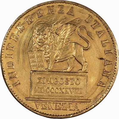 GOVERNO PROVVISORIO, Lire 20 in metallo prezioso, 1848