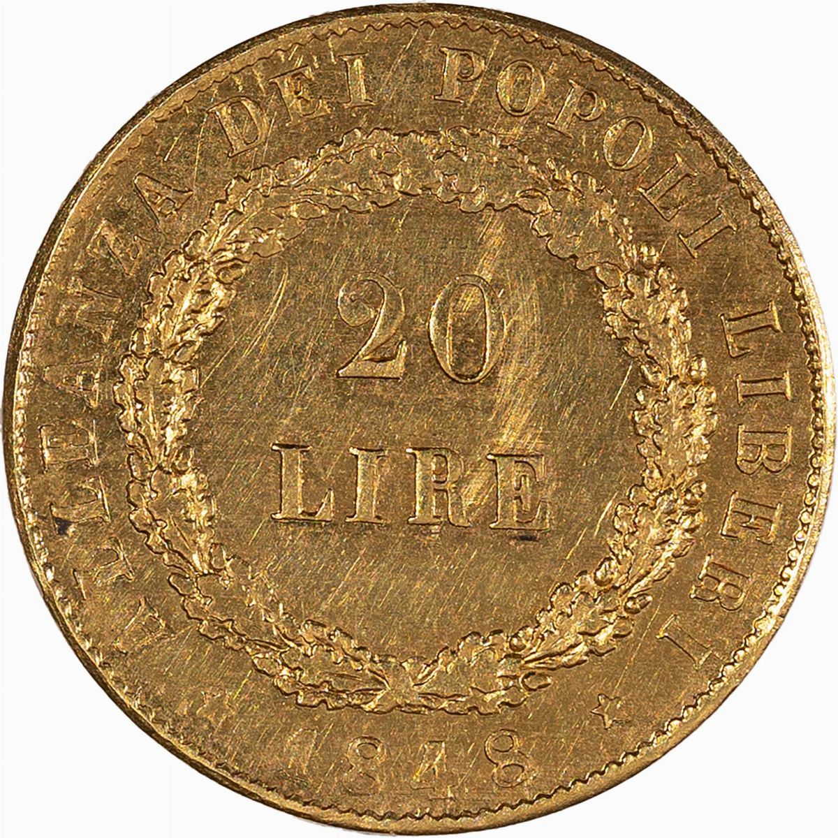 Venezia, Governo Provvisorio, 1848-1849 - GOVERNO PROVVISORIO, Lire 20 in metallo prezioso, 1848