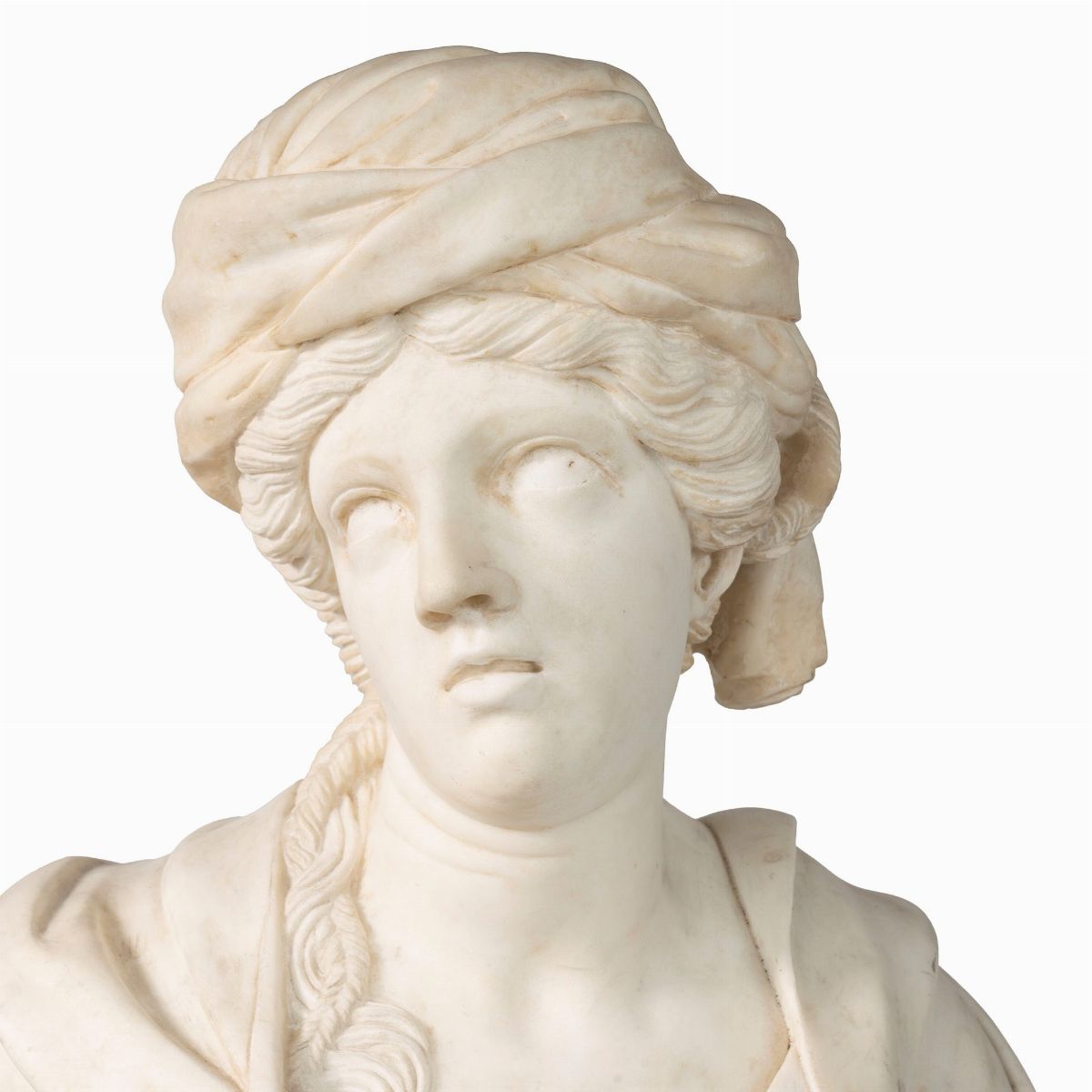 Busto N Marmo Raffigurante Figura Femminile con Turbante, Secolo XVII