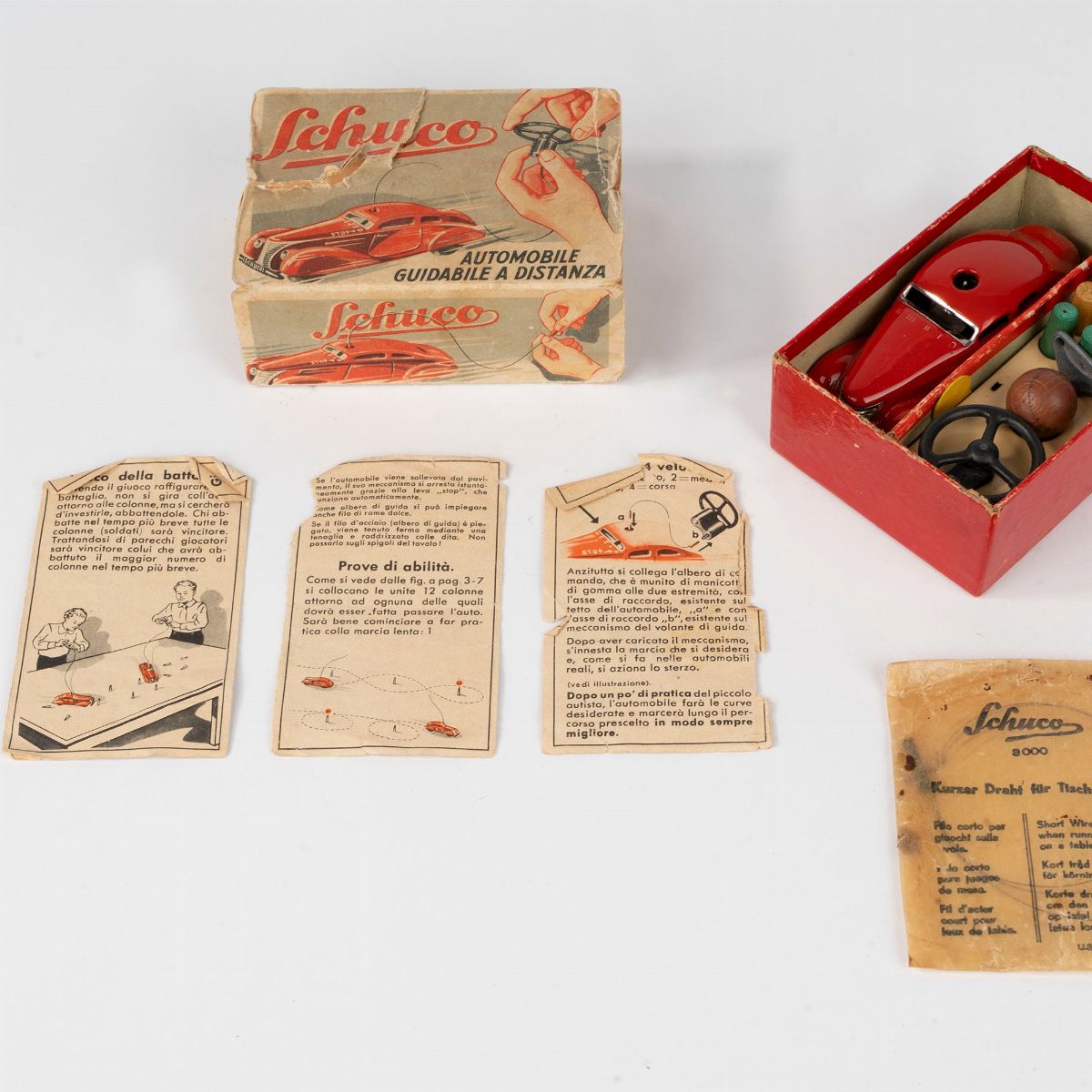 Schuco - Automobile guidabile a distanza, giocattolo a molla, 1935, Germania