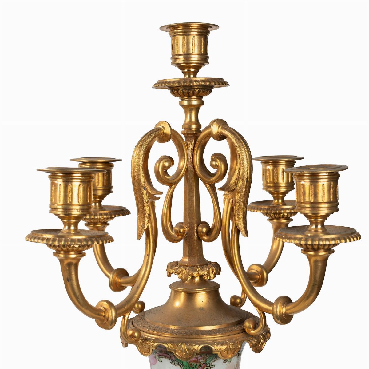 Trittico in Porcellana Policroma Famiglia Rosa e Bronzo Dorato, Canton, Cina, Secolo XIX