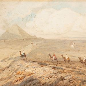 Carcano Filippo - Egyptian landscape, the Pyramid and the Sphinx
