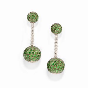 Tsavorite and diamond earrings