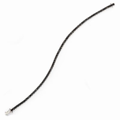 Bracciale tennis in oro bianco 18k con diamanti neri