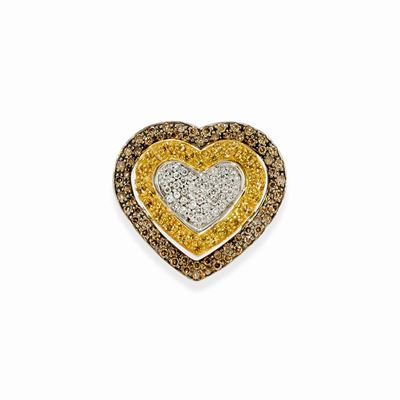 Anello in oro bicolore 18k con diamanti e zaffiri gialli