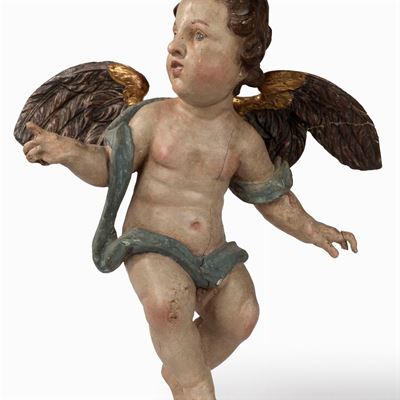 Putto in Legno Intagliato e Laccato, Secolo XVII