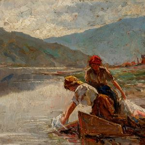 Bertarelli Guido - Washerwomen at Lake Como