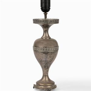 Silver vase mounted as a lamp, 20th century