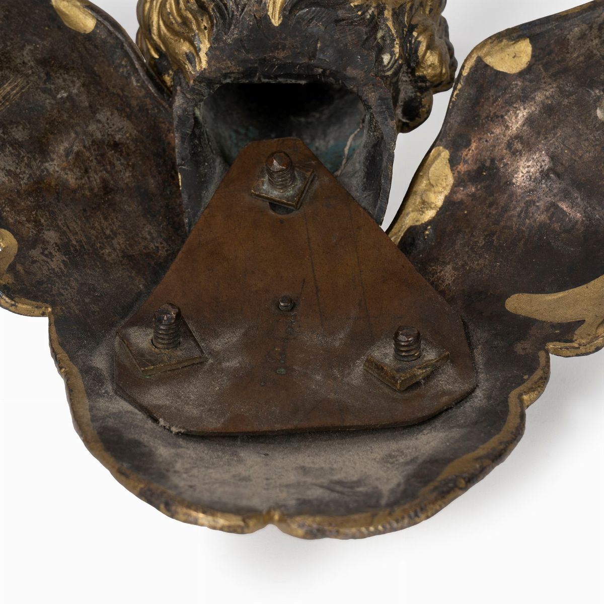 Coppia di Teste di Cherubini in Bronzo Dorato e Argentato, Secolo XIX