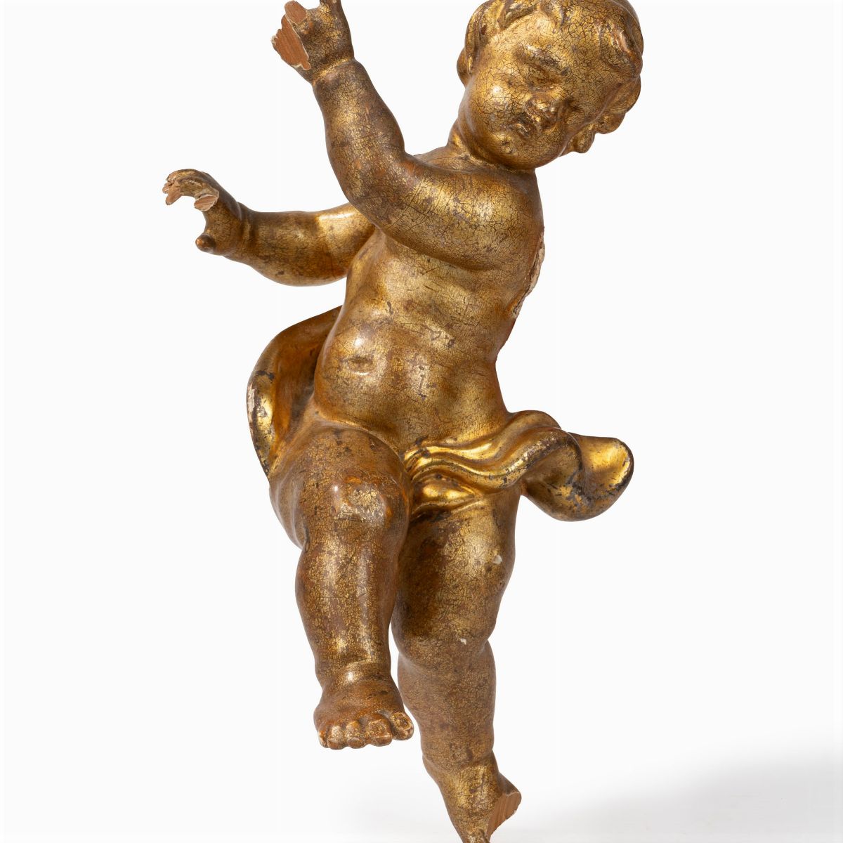 Coppia di Piccoli Putti in Legno Dorato, Secolo XVIII