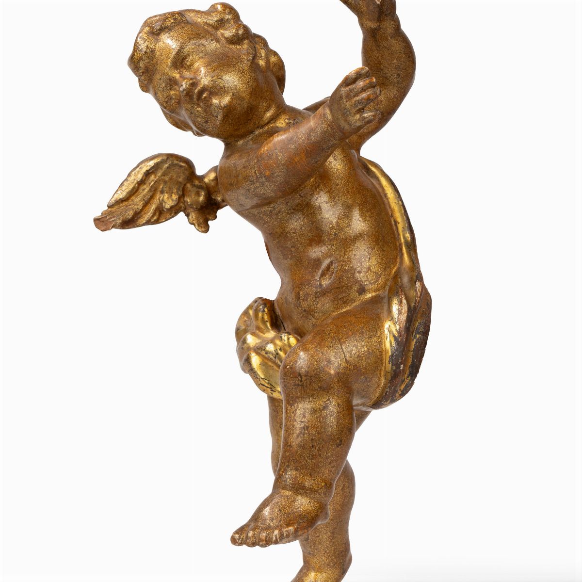 Coppia di Piccoli Putti in Legno Dorato, Secolo XVIII