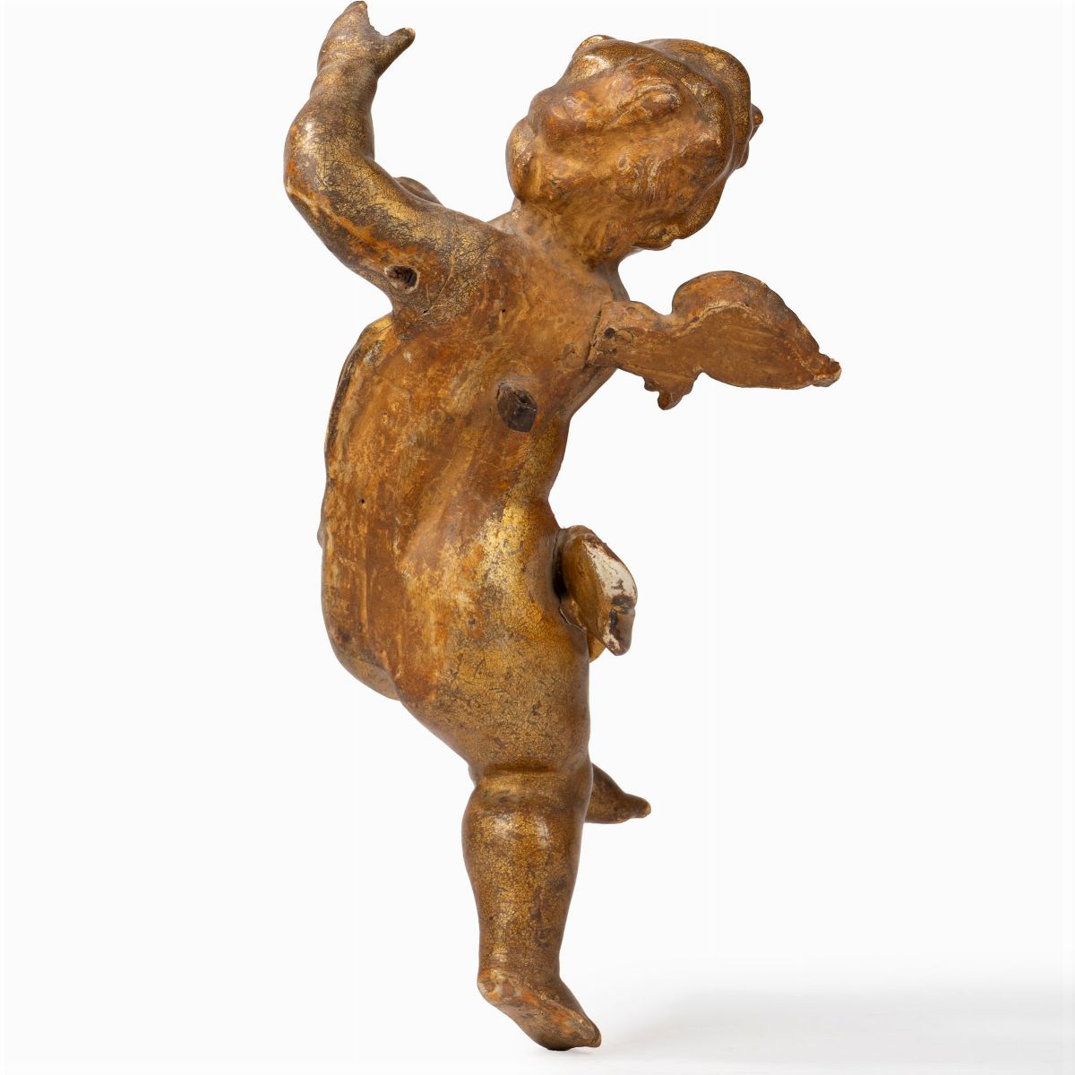 Coppia di Piccoli Putti in Legno Dorato, Secolo XVIII