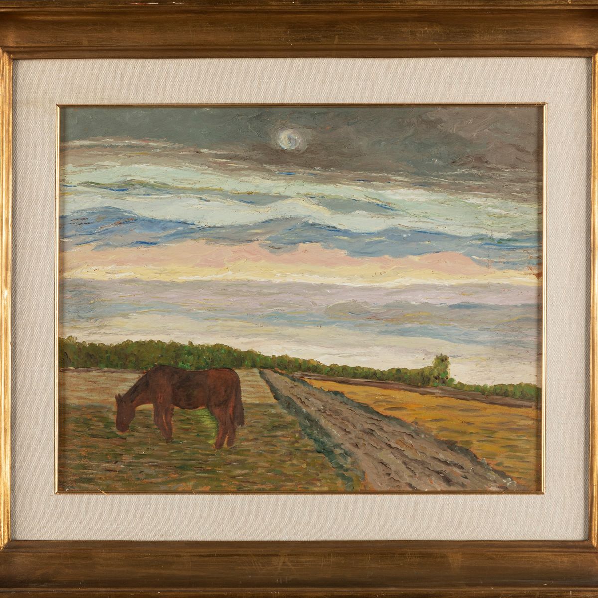 Giuseppe Cesetti - Ronzino al Pascolo nella Campagna