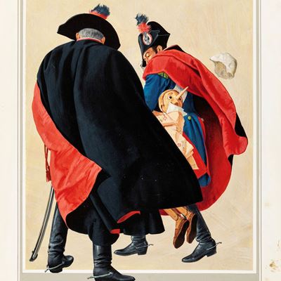 Illustrazione originale de 'Le avventure di Pinocchio', tempera su cartone