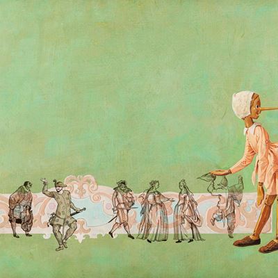 Illustrazione originale per Le avventure di Pinocchio, tempera su cartone