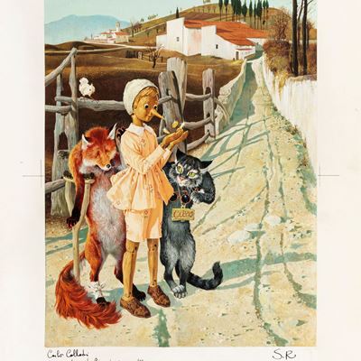 Le avventure di Pinocchio, tempera su cartoncino
