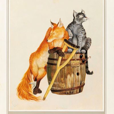 Illustrazione originale per 'Le avventure di Pinocchio', tempera su cartone