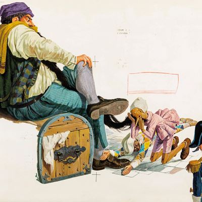 Illustrazione per 'Le avventure di Pinocchio', tempera su cartone