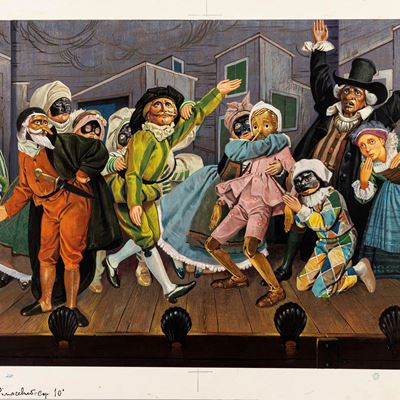 Le avventure di Pinocchio, tempera su cartone