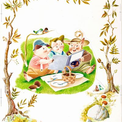 Lupatelli, I tre porcellini - tempera su cartone