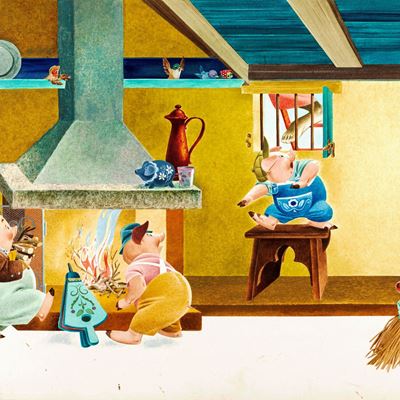 Lupatelli, I tre porcellini, tempera su cartone, 1968