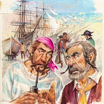 Illustrazione per 'L'isola del tesoro', tempera su cartoncino