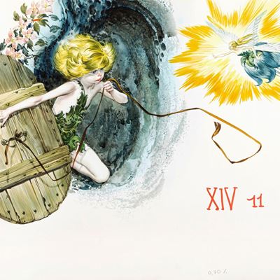 Illustrazione originale per Peter Pan, tempera su cartoncino