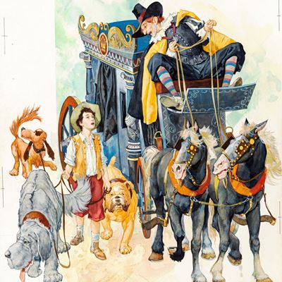 I tre cani - tempera su cartone