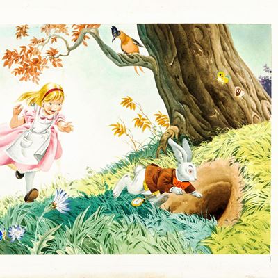 Lupatelli, Alice nel Paese delle Meraviglie, tempera su cartone