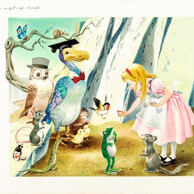 Lupatelli, Illustrazione per 'Alice nel Paese delle Meraviglie', tempera su cartone