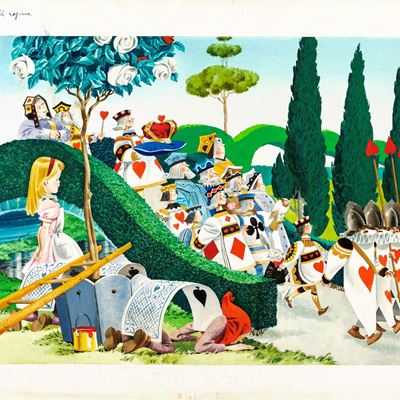 Lupatelli, Alice nel Paese delle Meraviglie, tempera su cartone