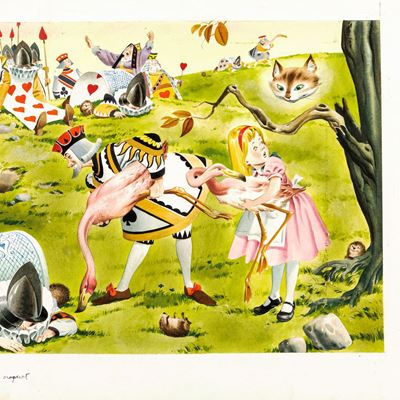 Lupatelli, Illustrazione originale per 'Alice nel Paese delle Meraviglie', tempera su cartone