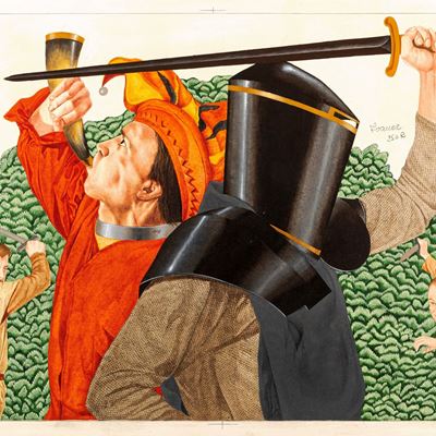 Ivanhoe - Illustrazione originale, tempera su cartone