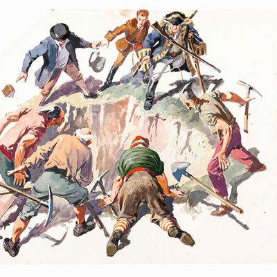 Illustrazione per 'L'isola del tesoro', tempera su cartone sagomato