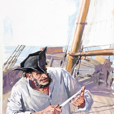 Illustrazione per 'L'isola del tesoro', tempera su cartone
