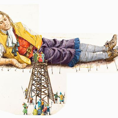 I viaggi di Gulliver, tempera su cartone sagomato