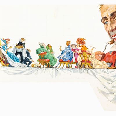 Illustrazione per 'I viaggi di Gulliver', tempera su cartone sagomato