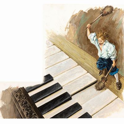 I viaggi di Gulliver, tempera su cartone sagomato