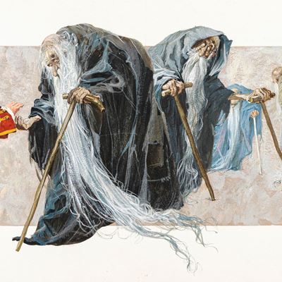 I viaggi di Gulliver - Illustrazione originale, tempera su cartone