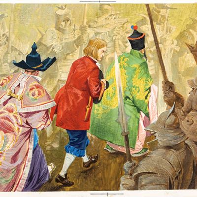 I viaggi di Gulliver - illustrazione originale, tempera su cartone