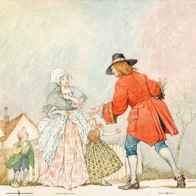 Illustrazione originale per 'I viaggi di Gulliver', tempera su cartone