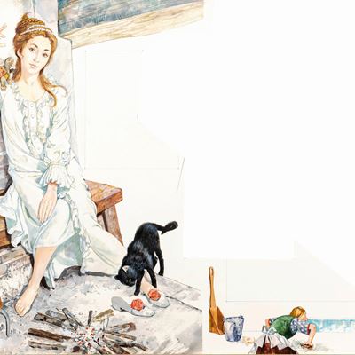 C'era una volta Cenerentola, tempera e acquerello su cartone sagomato