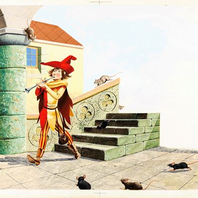 Lupatelli, Il piffero magico, tempera su cartone