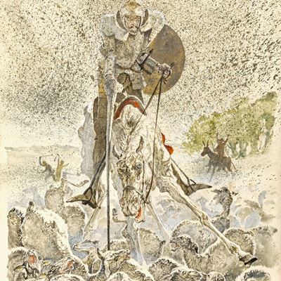 Don Chisciotte, tempera su cartone