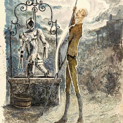 Don Chisciotte - Tempera su cartone