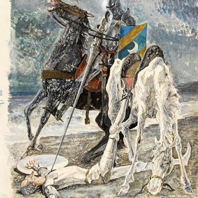 Don Chisciotte - Tempera su cartone