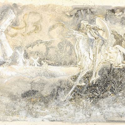 Don Chisciotte - Illustrazione originale in tempera su cartone