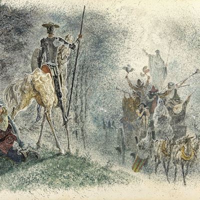 Don Chisciotte - tempera su cartone