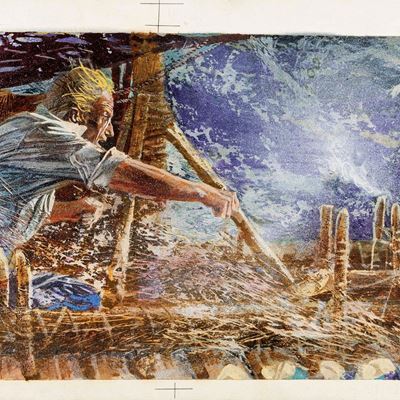 Viaggio al centro della Terra, tempera su cartone